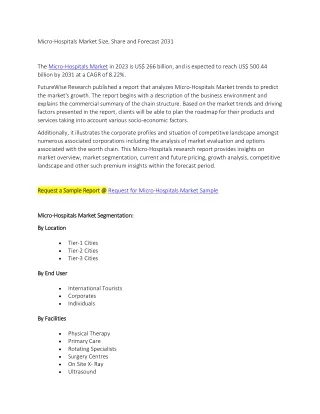 Micro-Hospitals Market Size, Share and Forecast 2031