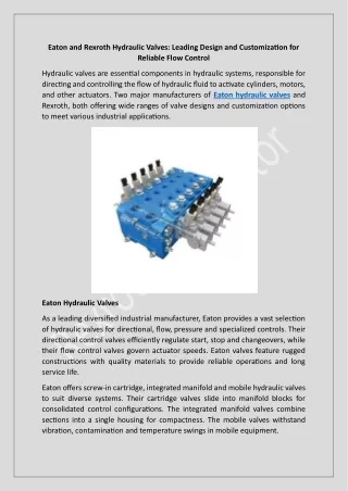 Eaton and Rexroth Hydraulic Valves Leading Design