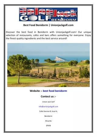 Best Food Benidorm  Unionjackgolf.com