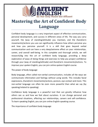 Mastering the Art of Confident Body Language