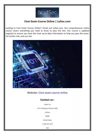 Cism Exam Course Online  Lufsec.com