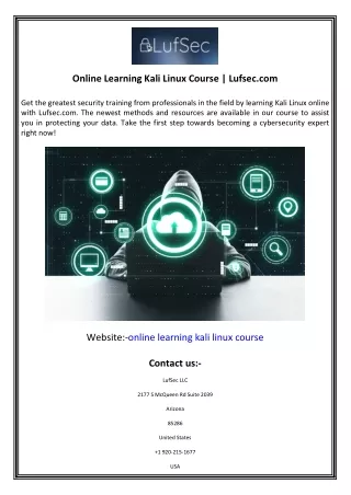 Online Learning Kali Linux Course  Lufsec.com