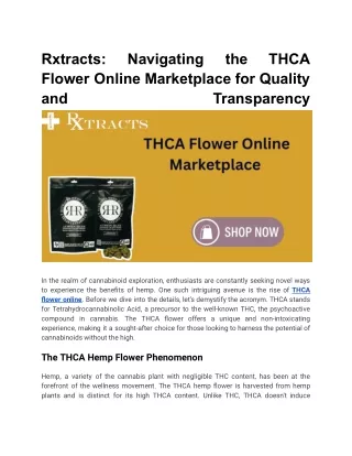 Rxtracts_ Navigating the THCA Flower Online Marketplace for Quality and Transparency