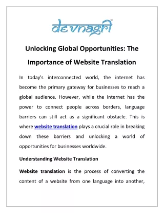 Unlocking Global Opportunities: The Importance of Website Translation