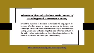 Discover Celestial Wisdom: Basic Course of Astrology and Horoscope Casting