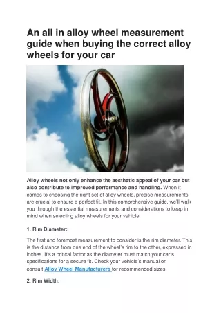 An all in alloy wheel measurement guide when buying the correct alloy wheels for your car