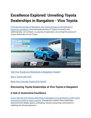 Excellence Explored_ Unveiling Toyota Dealerships in Bangalore - Viva Toyota