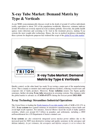 X-ray Tube Market: Demand Matrix by Type & Verticals