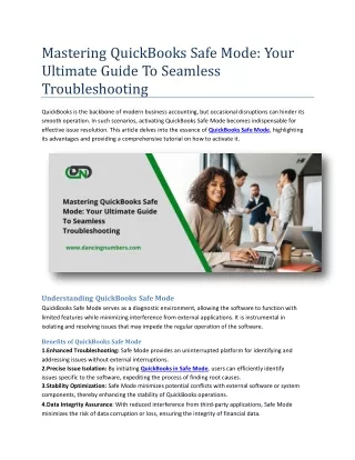 Mastering QuickBooks Safe Mode Your Ultimate Guide To Seamless Troubleshooting