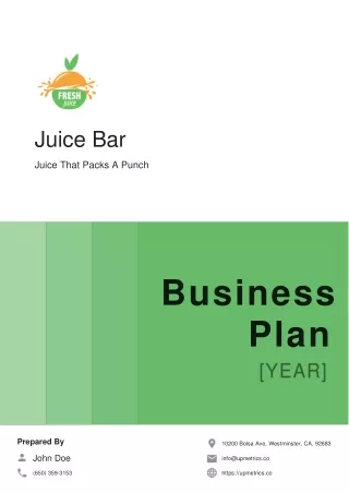 Juice Bar Business Plan Example