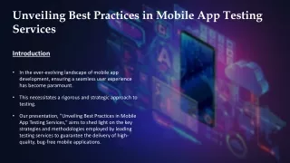 Unveiling Best Practices in Mobile App Testing Services