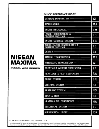 1997 Nissan Maxima Service Repair Manual