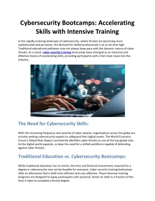 Cybersecurity Bootcamps: Accelerating Skills with Intensive Training