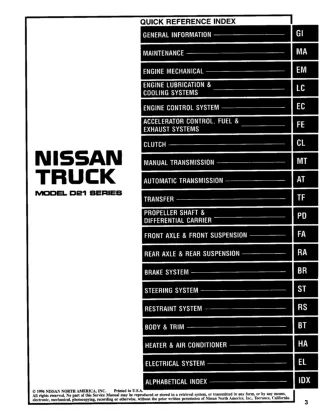 1997 Nissan Truck D21 Series Service Repair Manual