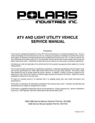 1997 Polaris 500 HO DUSE Service Repair Manual