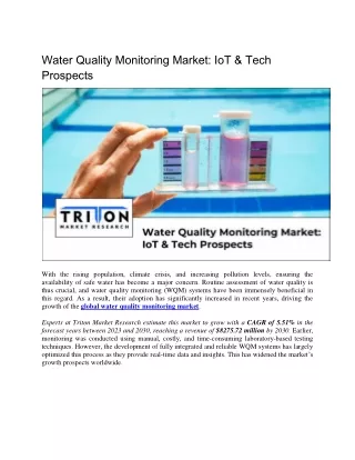 Water Quality Monitoring Market: IoT & Tech Prospects