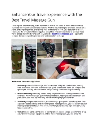 Enhance Your Travel Experience with the Best Travel Massage Gun