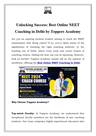 Best Online NEET Coaching In Delhi Call-07827048964