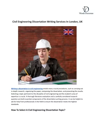 Civil Engineering Dissertation Writing Services In London, UK