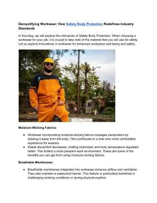 Demystifying Workwear_ How Safety Body Protection Redefines Industry Standards