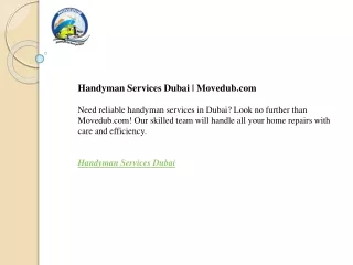 Handyman Services Dubai  Movedub.com