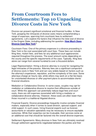 How Much Does Divorce Cost New York