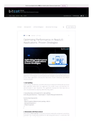 Optimizing Performance in ReactJS Applications Proven Strategies
