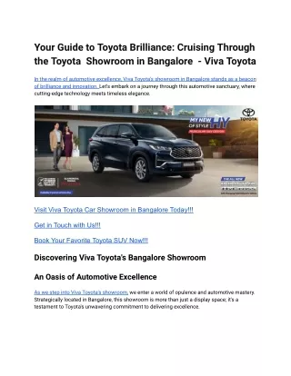 Your Guide to Toyota Brilliance_ Cruising Through the Toyota  Showroom in Bangalore  - Viva Toyota