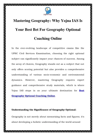 Best Geography Optional Coaching Online Call-8595390705