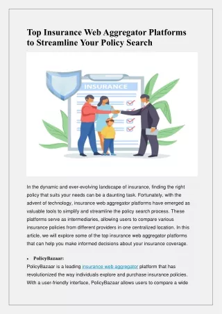 Top Insurance Web Aggregator Platforms to Streamline Your Policy Search