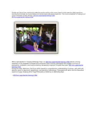 200 hour yoga teacher training in Bali