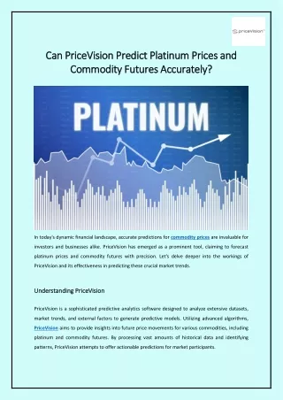 Can PriceVision Predict Platinum Prices and Commodity Futures Accurately