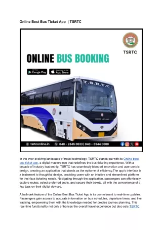 Online Best Bus Ticket App  _ TSRTC