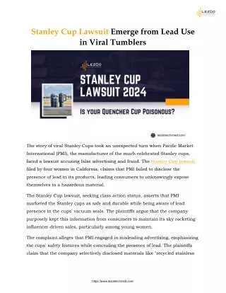 Stanley Cup Lawsuit Emerge from Lead Use in Viral Tumblers