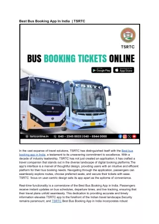 Best Bus Booking App In India  _ TSRTC