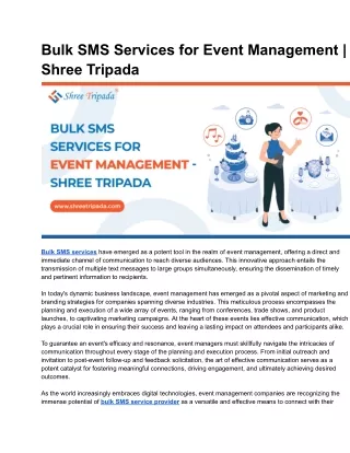 Bulk SMS Services for Event Management _ Shree Tripada