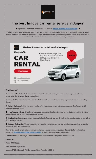 the best Innova car rental service in Jaipur