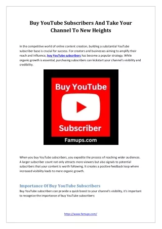 Buy YouTube Subscribers And Take Your Channel To New Heights