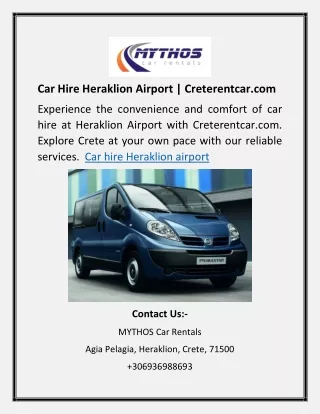 Car Hire Heraklion Airport | Creterentcar.com