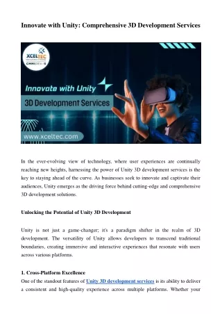 Unity 3D App Development Services USA