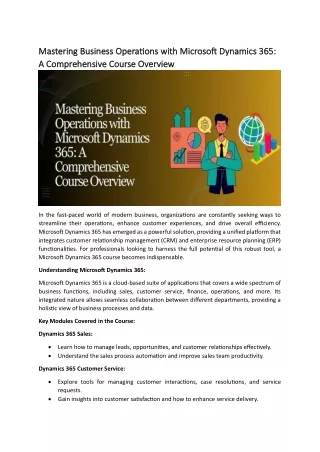 Mastering Business Operations with Microsoft Dynamics 365
