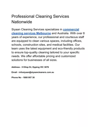 Professional Cleaning Services Nationwide