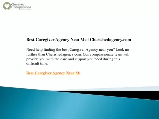 Best Caregiver Agency Near Me  Cherishedagency.com