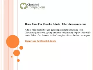 Home Care For Disabled Adults  Cherishedagency.com