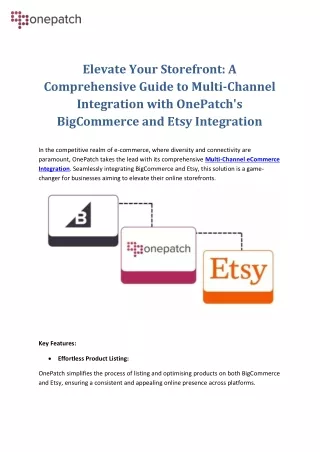 Elevate Your Storefront A Comprehensive Guide to Multi-Channel Integration with OnePatch's BigCommerce and Etsy Integrat