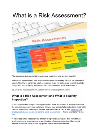 What is a Risk Assessment?