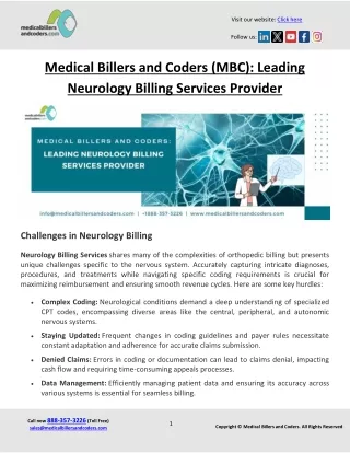 Medical Billers and Coders (MBC)- Leading Neurology Billing Services Provider