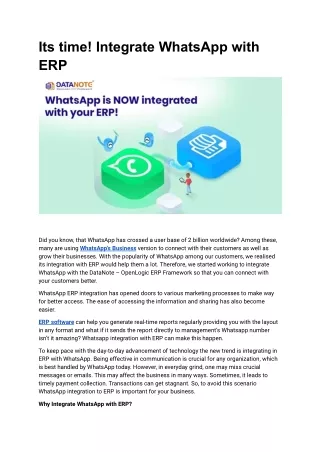 Integrate WhatsApp with ERP