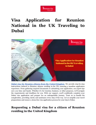 Visa Application for Reunion National in the UK Traveling to Dubai