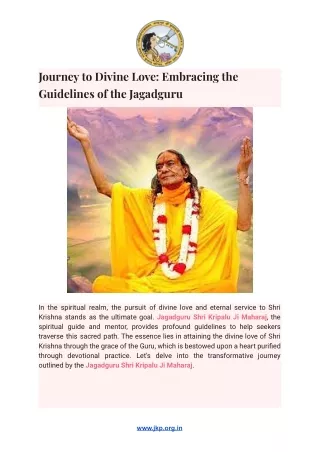 Journey to Divine Love: Embracing the Guidelines of the Jagadguru